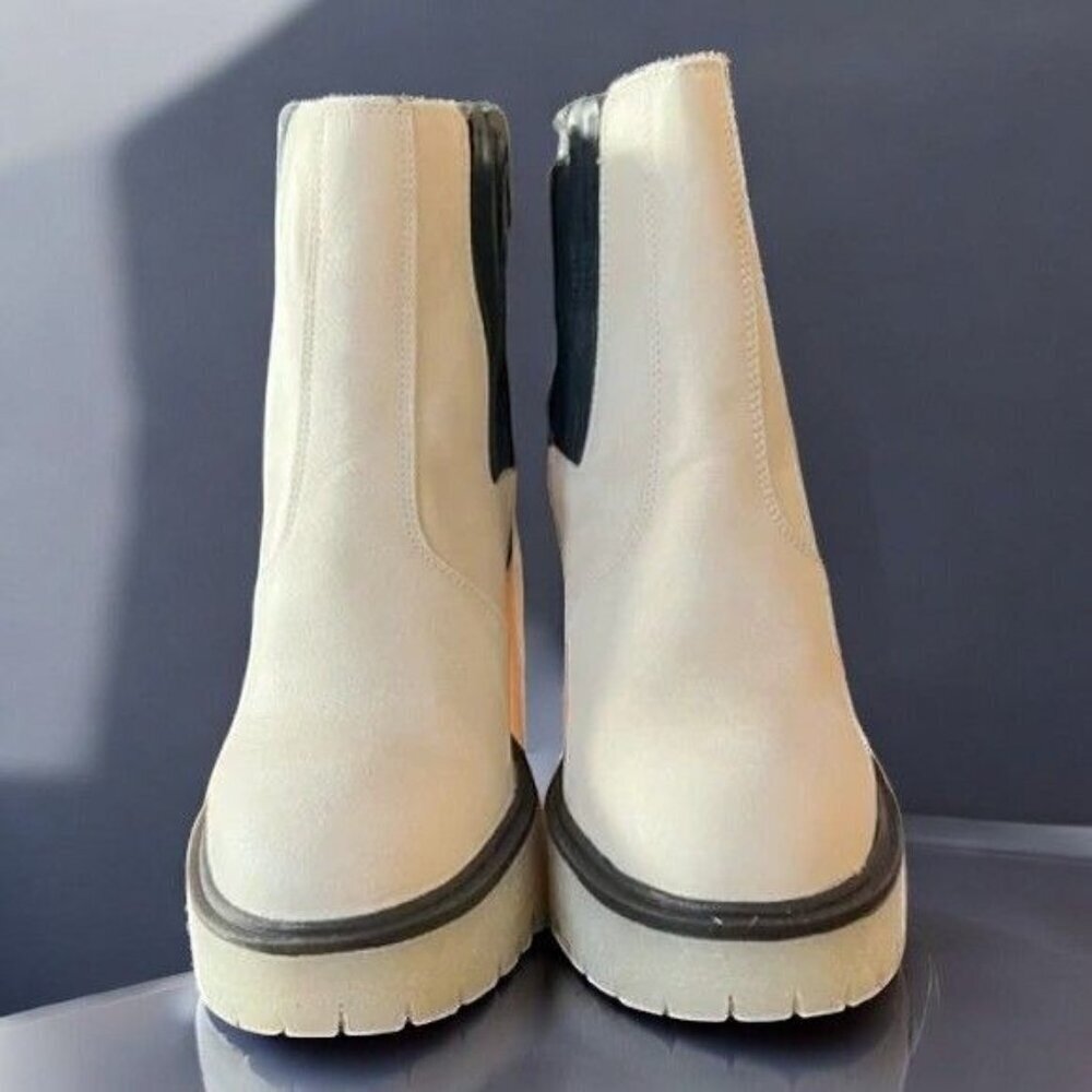 Free People Womens White James Chelsea Boot Chunky Heel NEW 9.5 / 39.5 MSRP $188 - Picture 8 of 12